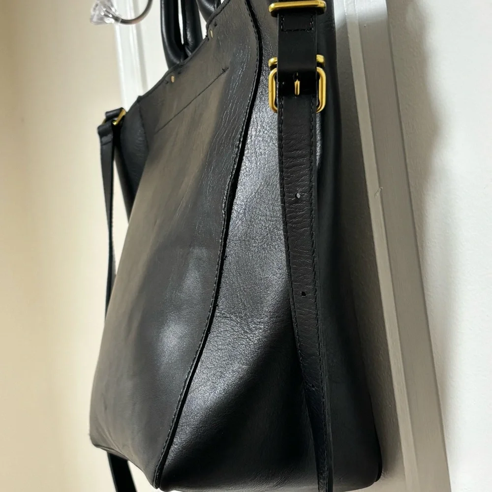 Madewell Abroad Black Leather Crossbody Tote Bag - Picture 8 of 15
